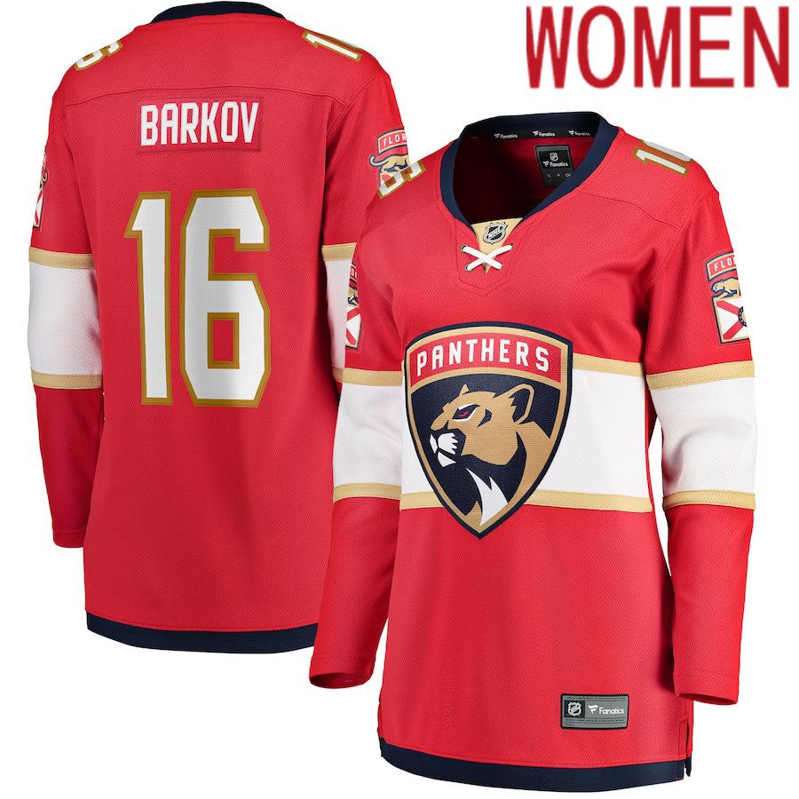 Women Florida Panthers 16 Aleksander Barkov Fanatics Branded Red Home Breakaway Player NHL Jersey